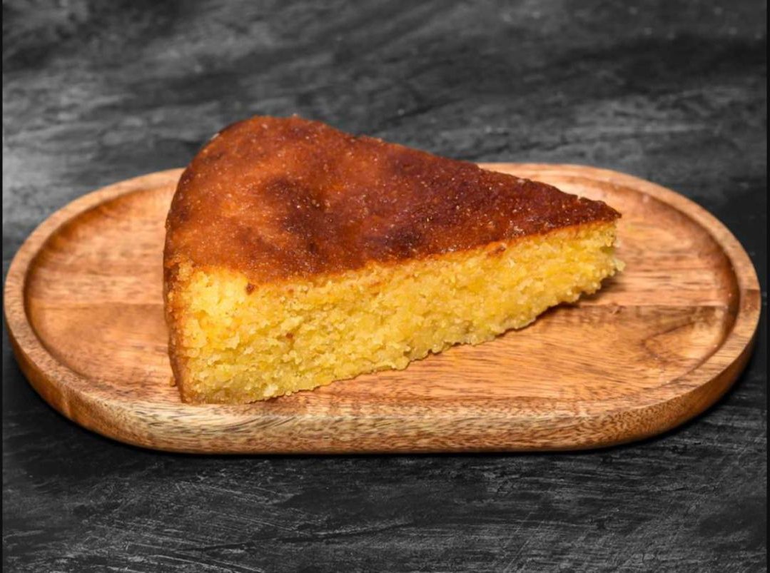 Lemon and polenta cake slice
